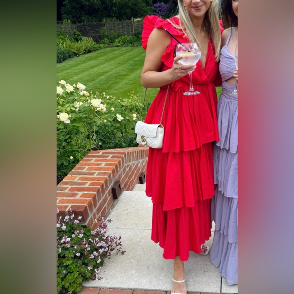 NWT True Elegance Elegant Red Tiered Dress US size 10